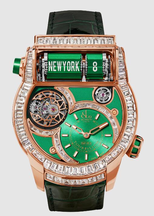 Review Jacob & Co EPIC SF24 TOURBILLON BAGUETTE GREEN DIAL ES802.40.BD.AC.ABALA Replica watch